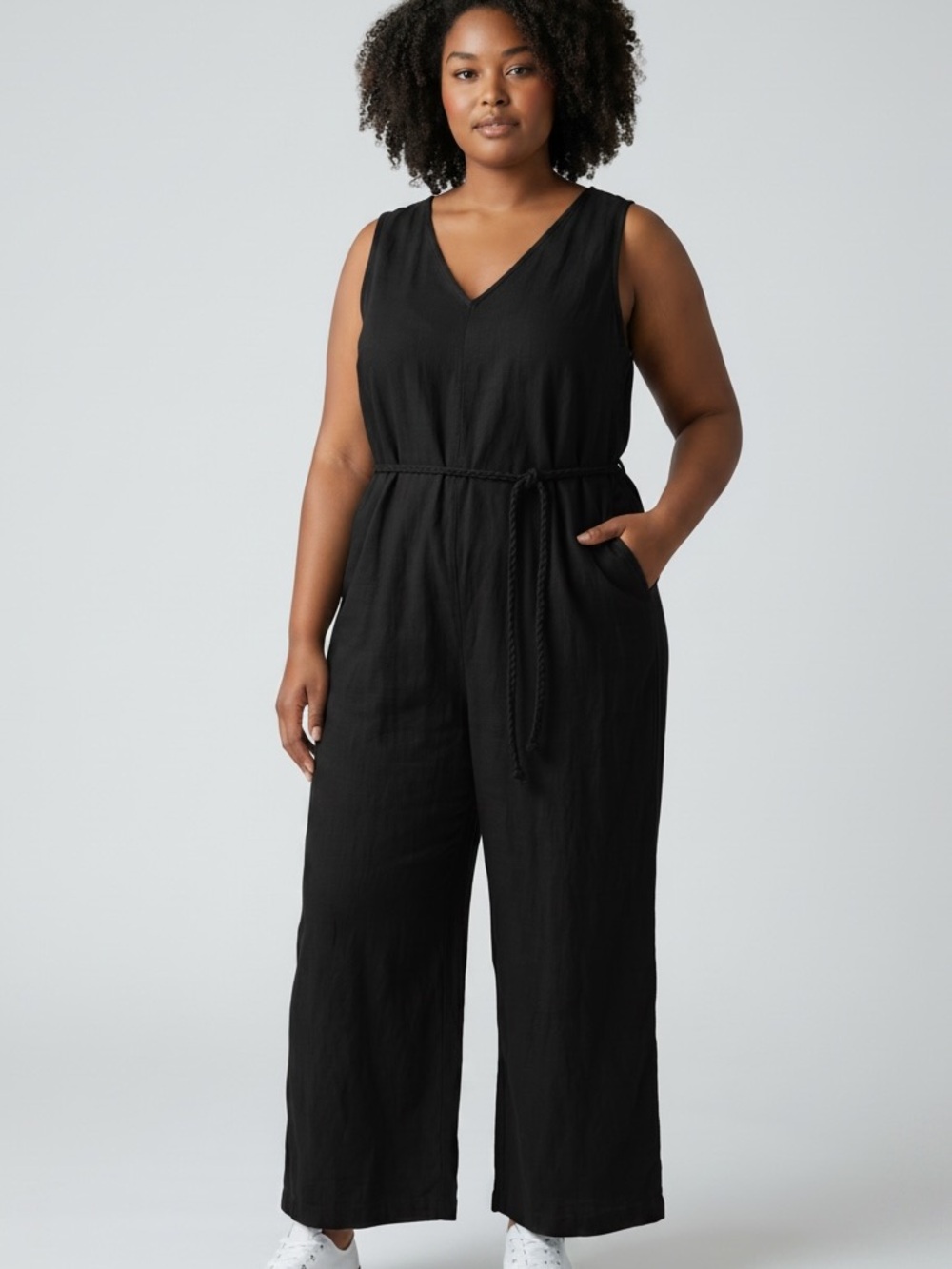 Universal Thread - NWT - Black Sleeveless V-Neck Jumpsuit with Braided Tie